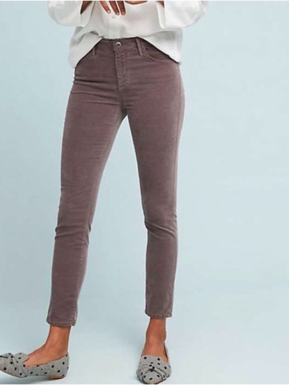 AG x Anthropologie The Stevie Ankle Slim Straight Velvet